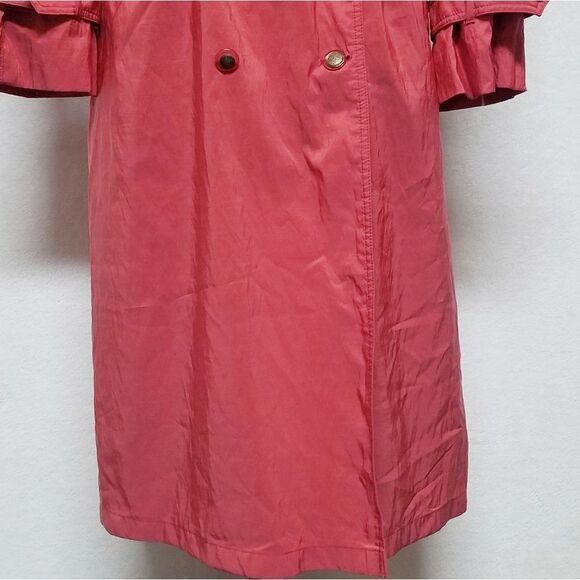 Rare Vintage 70s London Fog Red Taffeta Double Breasted Notched Collar Raincoat - Picture 6 of 16